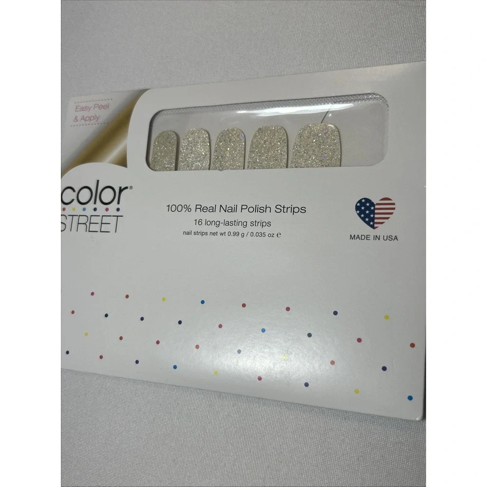 Color Street Nail Polish Strips Home Sleet Home White Glitter New Retired